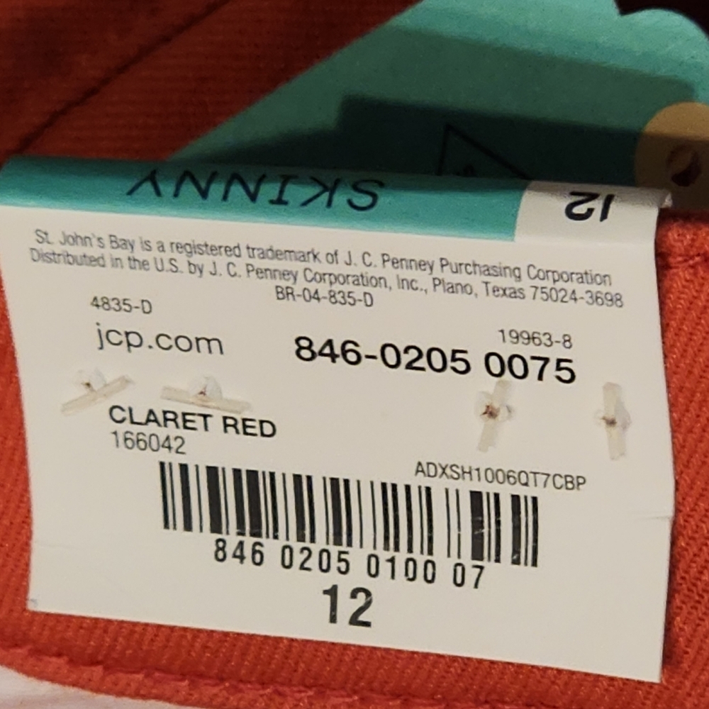 ❤️NWT❤️ St. John's Bay Coral Skinny Jeans Tummy Control Women's Size 12 - Picture 9 of 9
